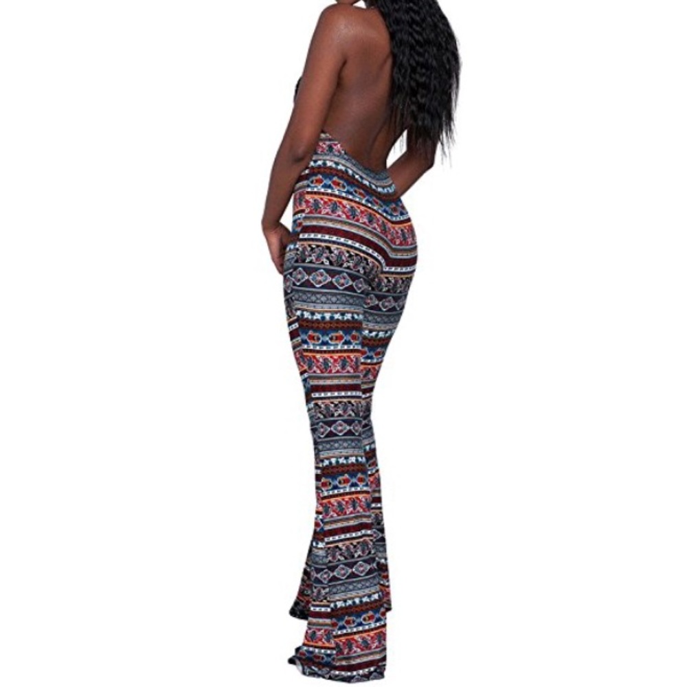 Deep V-NecK Wide Flared Leg Jumpsuit - Picture 2 of 4